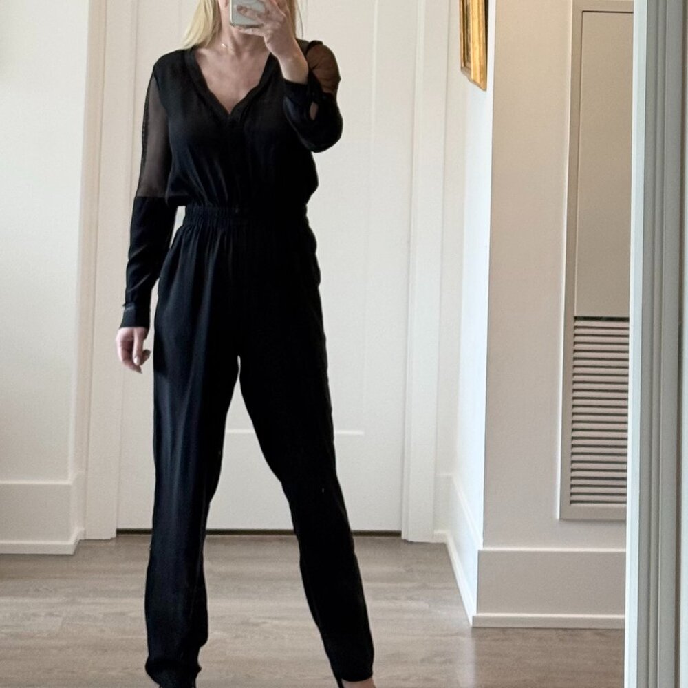 Jonathan Simkai Black 100% Silk Jumpsuit One-Piece Pantsuit Size 4